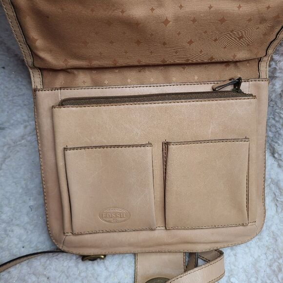Fossil Tan Leather Saddlebag Crossbody Purse - Picture 5 of 8